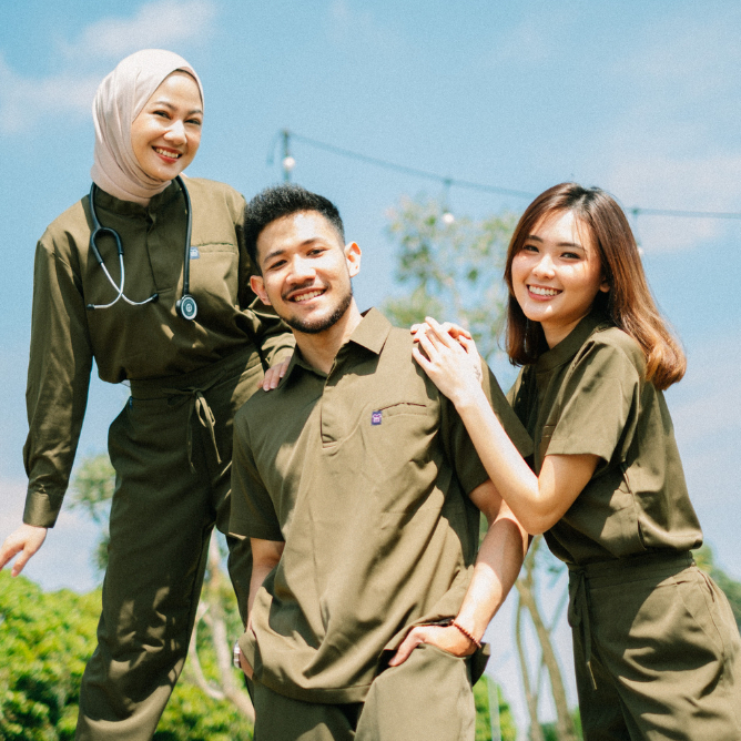 Baju Jaga MANDARIN LS - OLIVE Scrubs Theatre Blues Cardinal Panjang