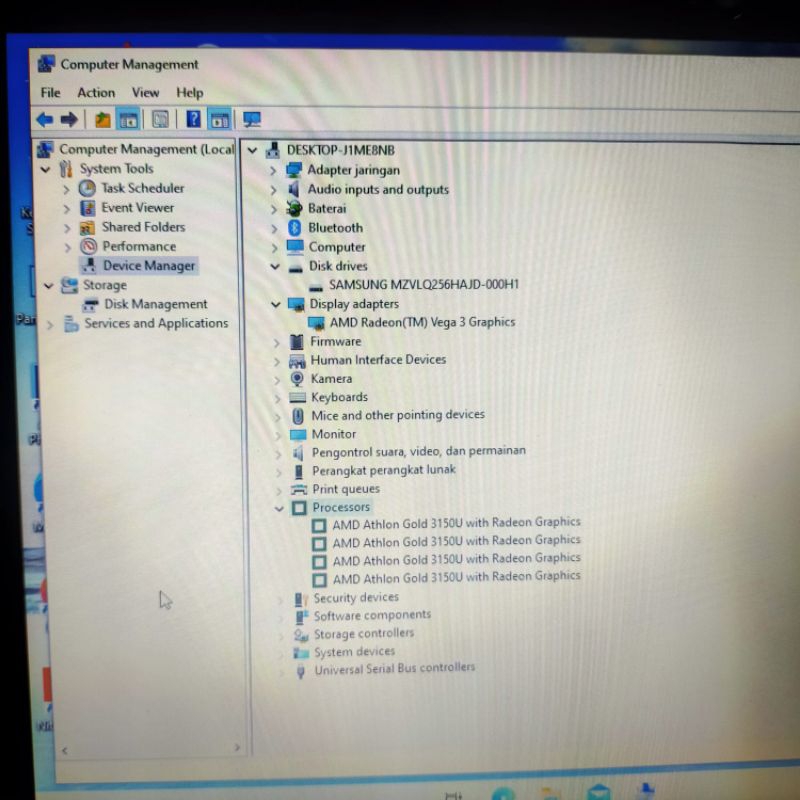 Laptop HP 14s -dk1018ca Amd Athlon Gold 3150U Ram 8Gb SSD 256GB Keyboard backlight Gaming editing desain