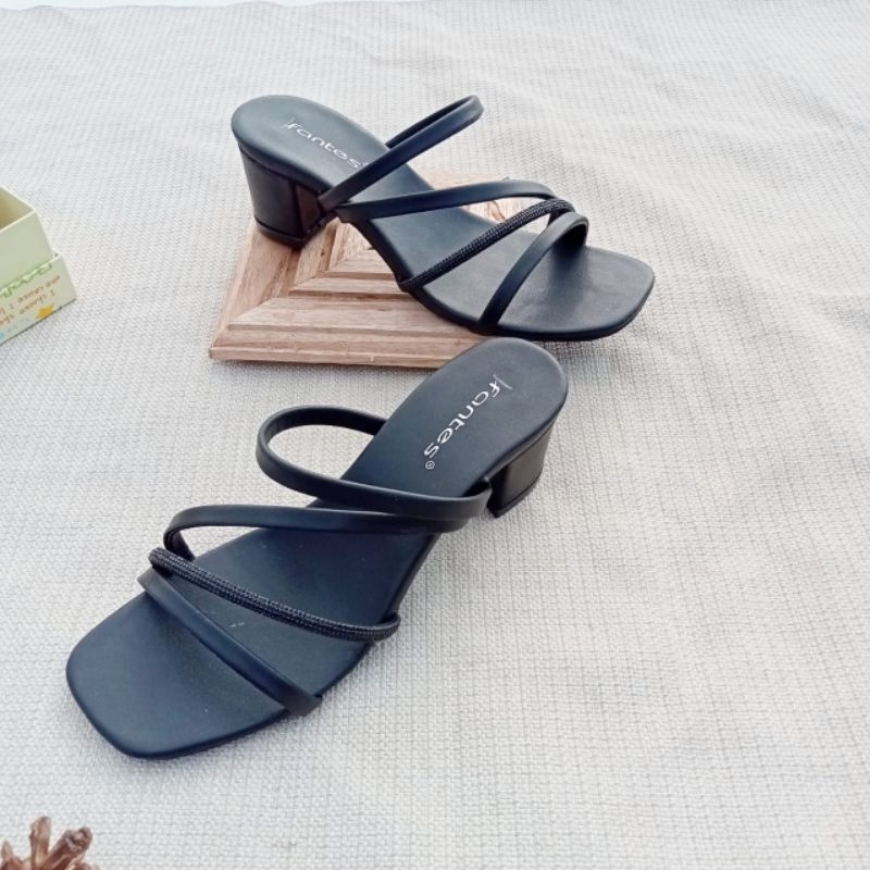 Sandal Chunky Heels Tali Slide 5cm Trend Terbaru