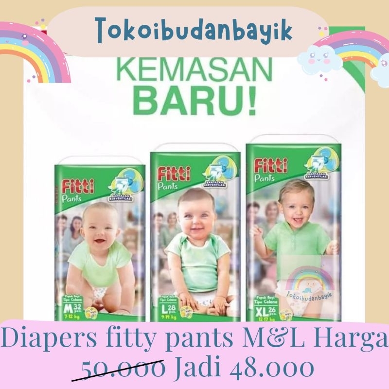 PROMO DIAPERS FITTI PANTS M32, L28,dan XL26/promo pempers fitti