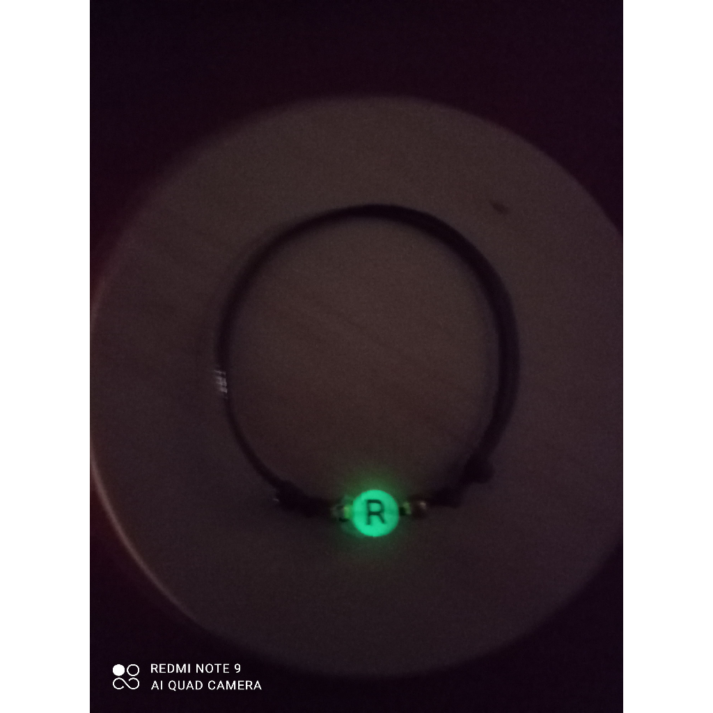 (BISA COD) GELANG SIMPEL CUSTOM INISIAL TALI KOREA 1 MM MOTE GLOW IN THE DARK