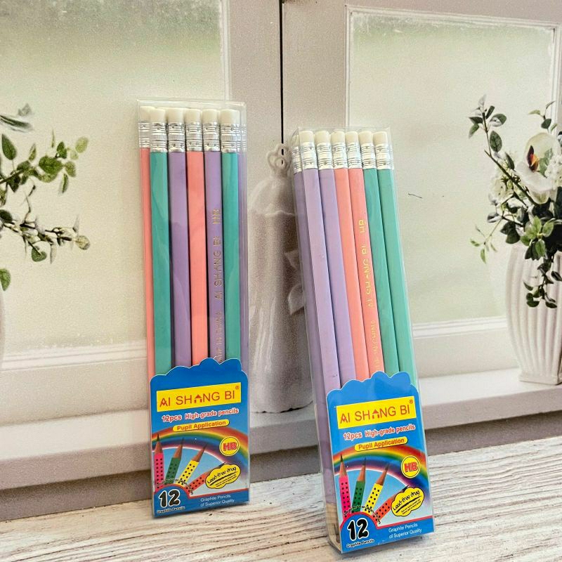 

Pensil kayu AISHING BI HB pensil kayu batang warna warni pensil murah terjangkau pensil tulis lucu imut unik sudah diserut random