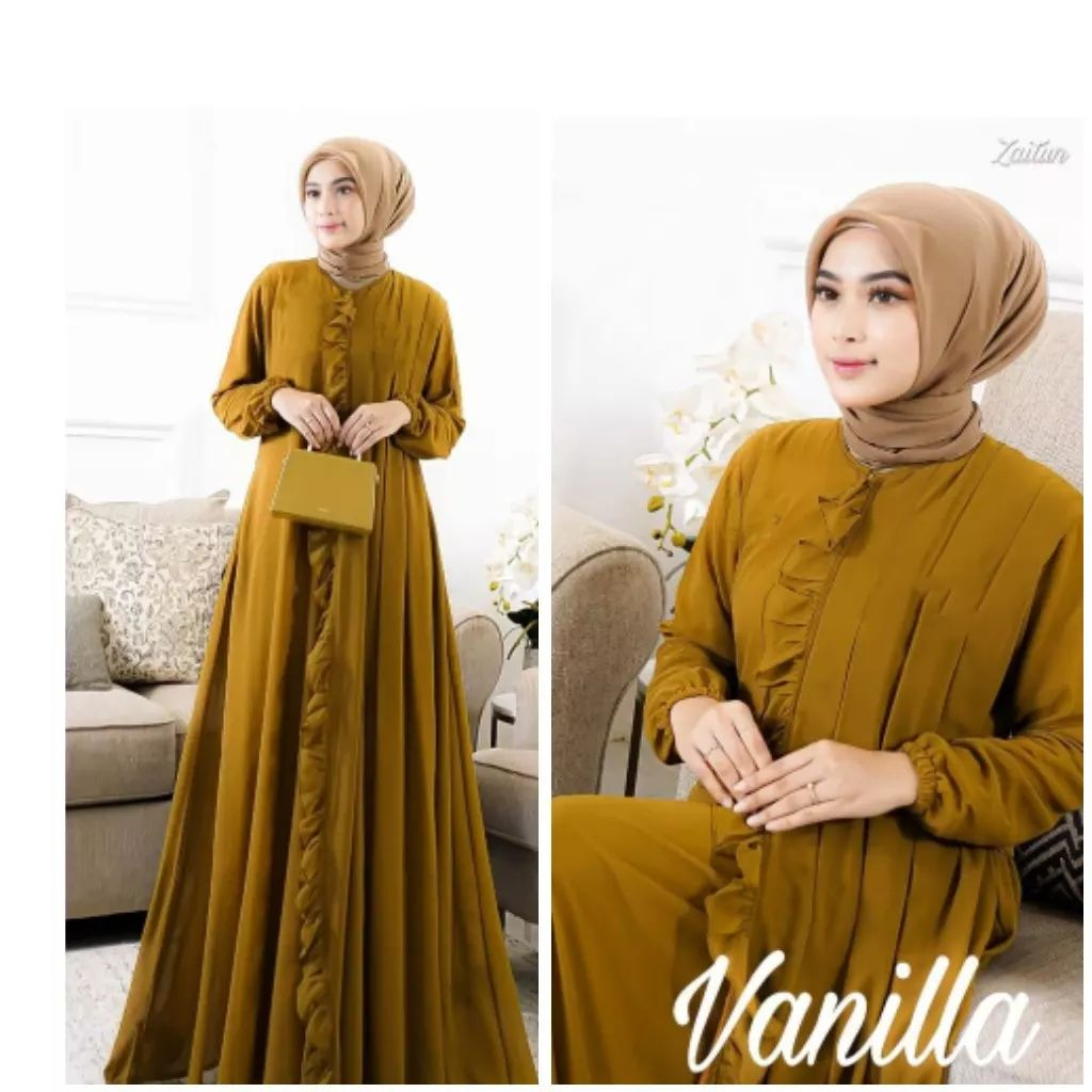 Vanila dress Gamis polos simple Gamis kondangan polos Baju muslim wanita terbaru 2023