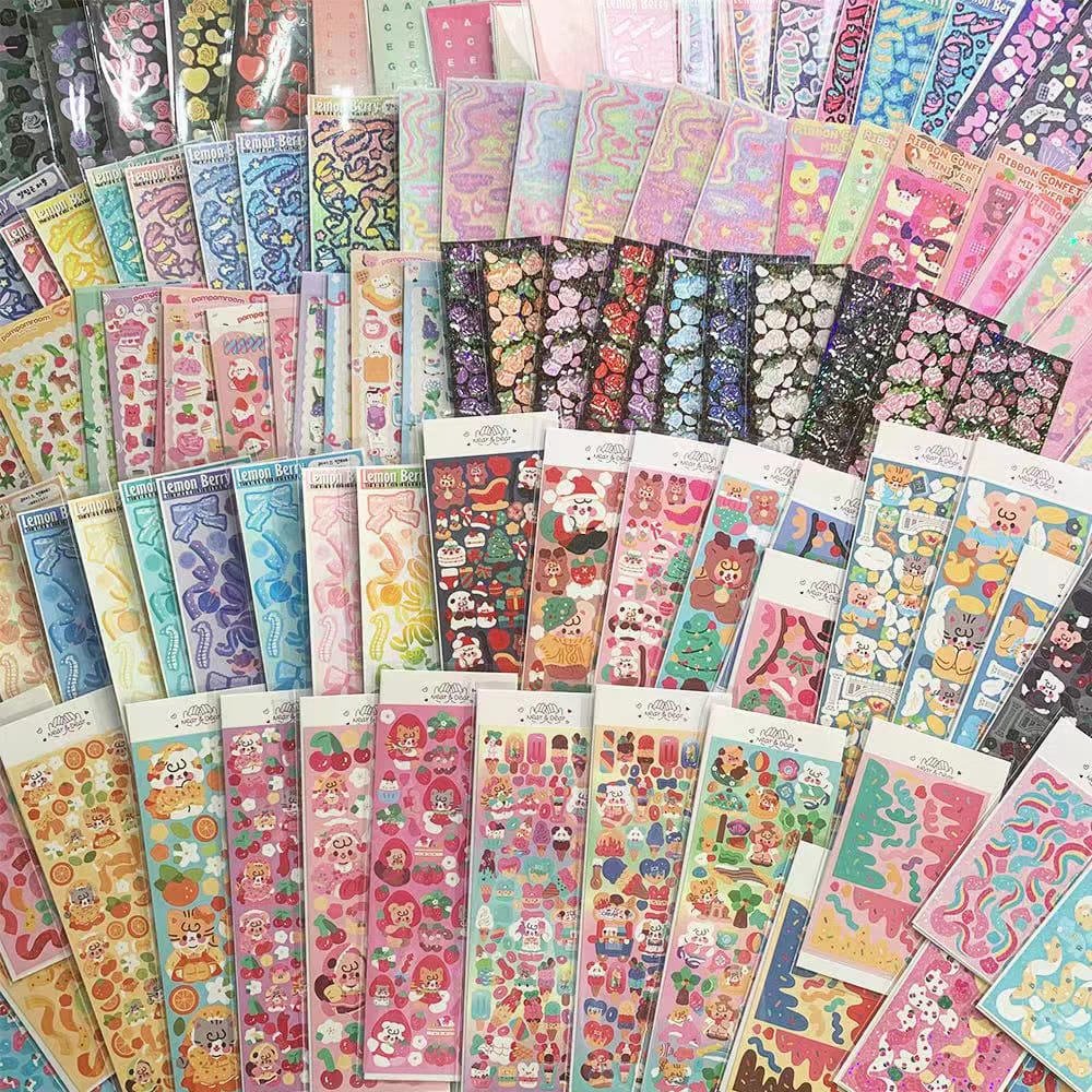 (COD) STICKER GLOSSY SANRIO/STIKER AESTHETIC/ Sticker GLITTER PACK Hologram 10 Lembar Stiker Lucu Murah