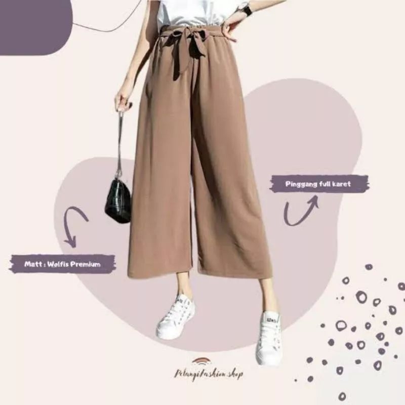kulot crinkle/kulot crinkle ribbon/kulot ribbon/kulot ribbon pants/celana kulot/celana santai.