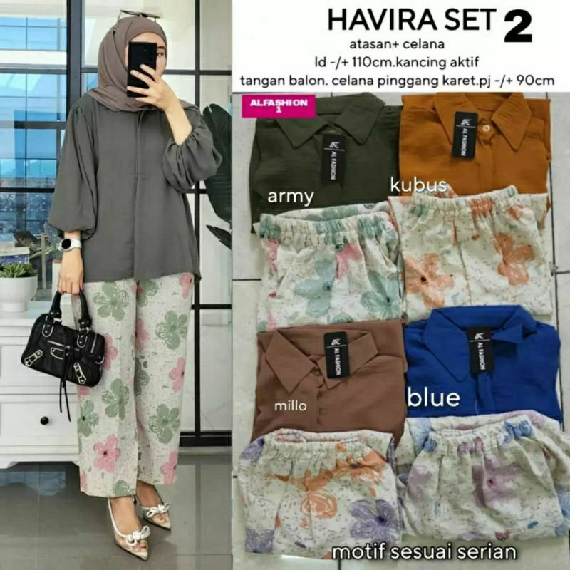 Havira Set #2 SETELAN WANITA CANTIK MODIS 6LD 119 BAHAN CRINCLE IMPORT KANCING AKTIF TERMURAH OOTD KEKINIAN TERLARIS