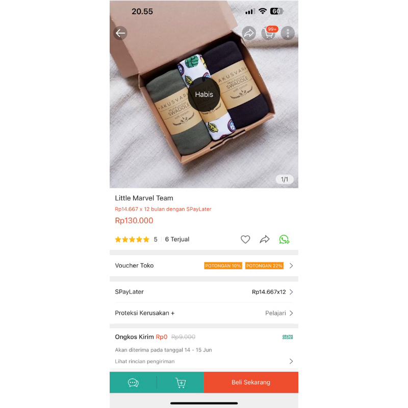 bedong akusvara 2 pcs hitam dan army