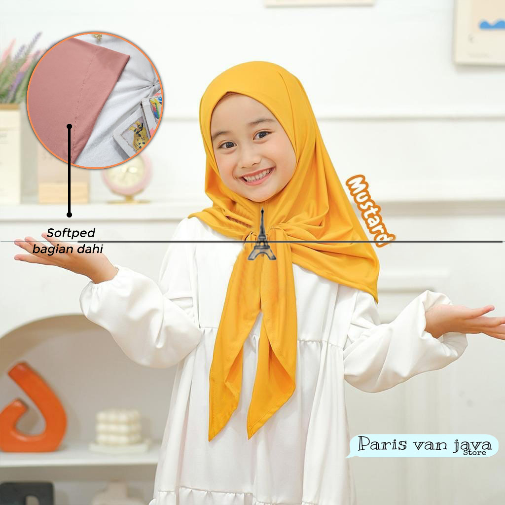 Hijab Segitiga Instan Soft Pad Jersey Remaja 5 - 10 Tahun