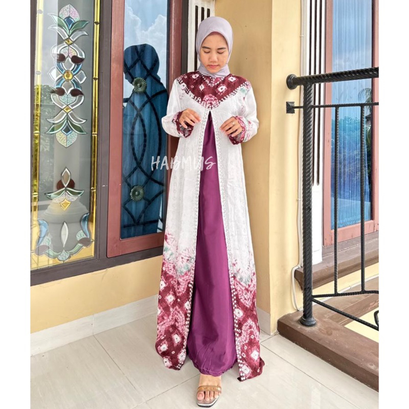 gamis jumputan palembang asli tenun bahan viscose