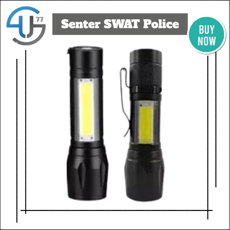 US048 Senter Mini XPE COB LED Zoom Super Terang SWAT Police Light Rechargeable By Toko Haji Usman