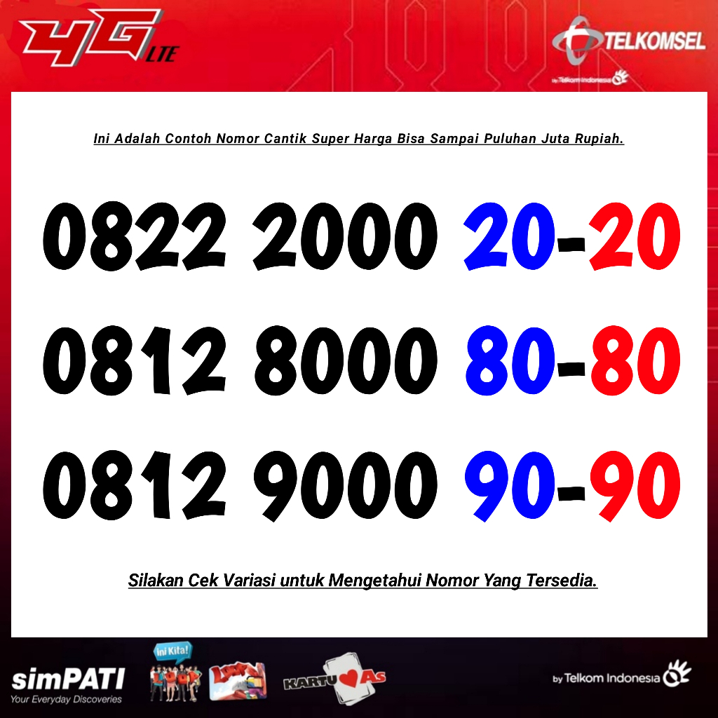 Kartu Perdana Nomor Cantik Telkomsel Simpati Loop kartu AS Ribuan ABBA 1000 2000 3000 4000 5000 6000 7000 8000 9000