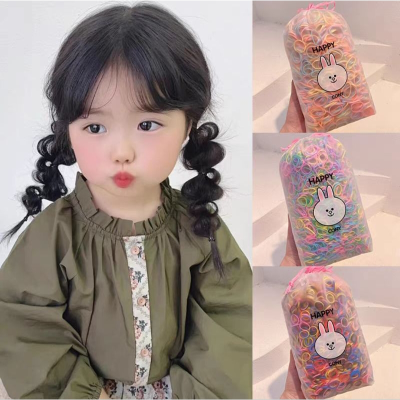 [ 1KG ] Ikat Rambut Anak Warna-Warni Model Jepang Full Color / Karet Rambut Jadul Warna-Warni Ukuran 3cm Karet Jepang Anak