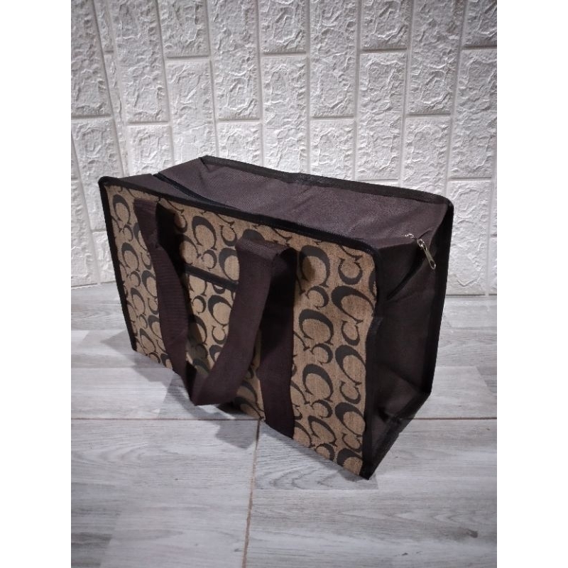 Tas Belanja Laundry Terpal Motif Kotak Lebar 37x15x25 cm Tas Serbaguna