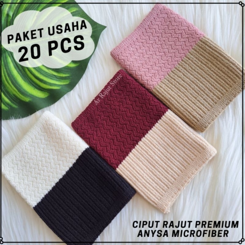 [PAKET HEMAT ISI 20 PCS] CIPUT RAJUT PREMIUM ANISA MICROFIBER/Inner bandana 2 Warna 2 Motif Anti Pusing