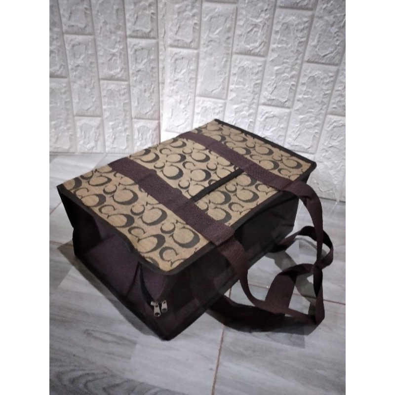 Tas Laundry Belanja Terpal Motif Kotak Lebar 49x20x35 cm Tas Serbaguna Tebal