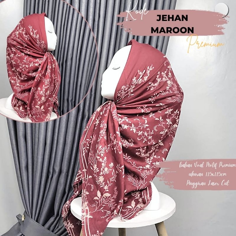 Elzahra hijab segi empat style motif Jehan