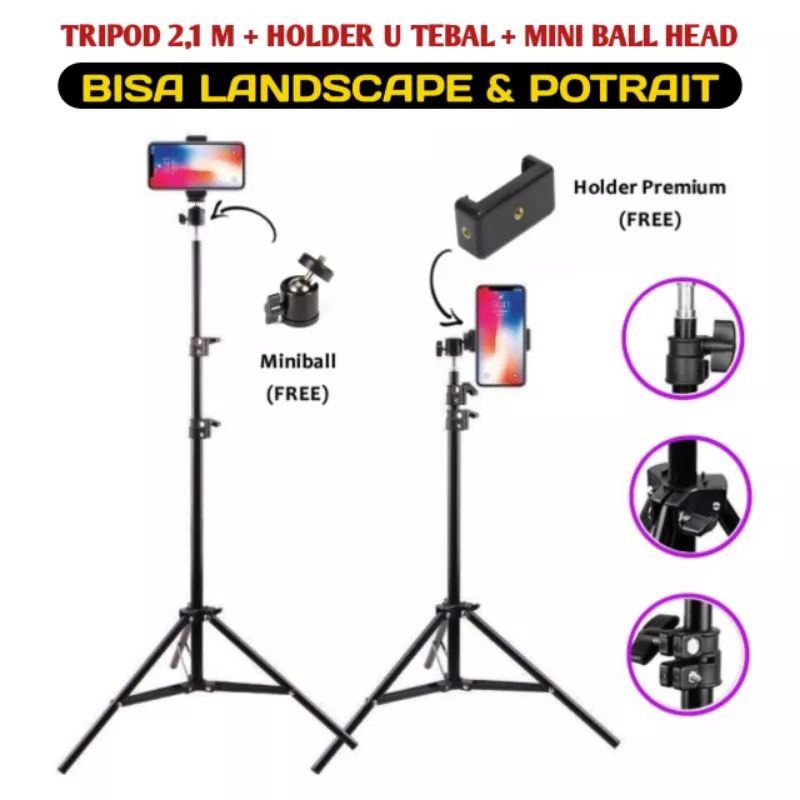 TRIPOD 2.1m 2m METER STAND 2 2,1 2.1 BESI ALLOY PREMIUM