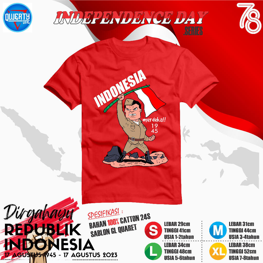 Kaos Anak Distro Edisi Kemerdekaan 1-8 Tahun