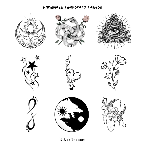 ST14 - STICKY TATTOO TEMPORARY TATO TEMPORER MOON BULAN LOTUS TERATAI ULAR SNAKE EYE MATA BINTANG ST