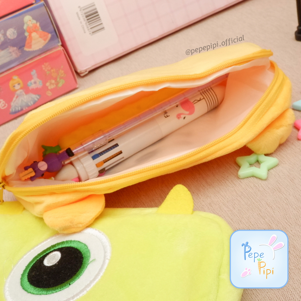 Kotak Pensil Plushy Pooh &amp; Mike Wazowski Tempat Pensil Wadah Pensil Kostak Pouch makeup Kosmetik  Monsters, Inc. Winnie-the-Pooh