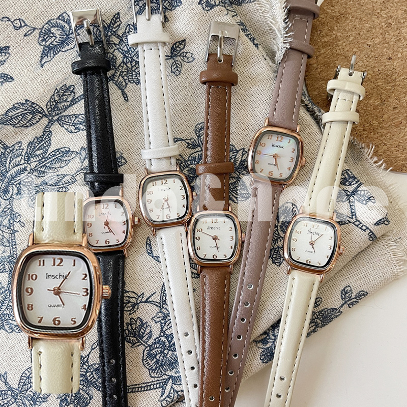 Jam Tangan Kecil Wanita Analog Gaya Retro Klasik Strap PU Leather Fashion Import