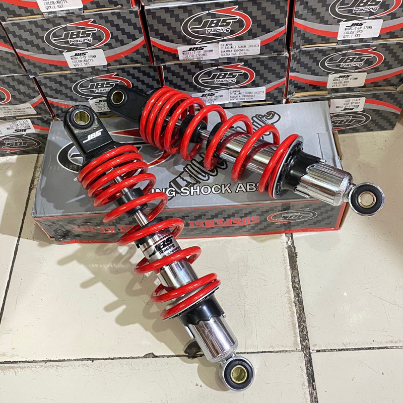 SHOCKBREAKER TOP UP MOTOR BEBEK UKURAN 280 MM JUPITER Z VEGA FORCE F1ZR VEGA ZR / SHOCK BELAKANG NON TABUNG BY JBS UK 280 MM PNP MOTOR JUPITER Z VEGA R FORCE FIZR VEGA ZR