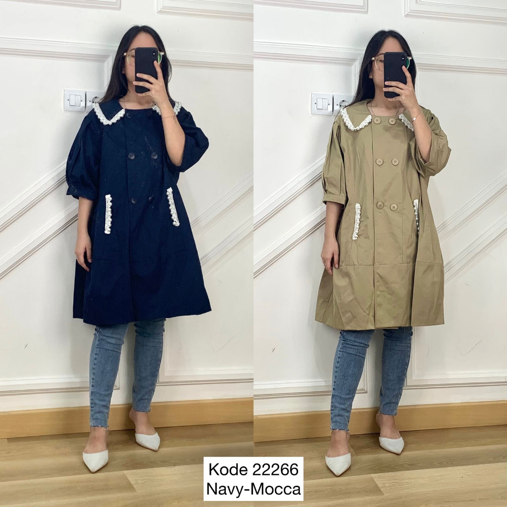 22266 LONG OUTER KOREA OVINS YANG VARIASI RENDA MIX PEARL PREMIUM LONG OUTER KOREA WANITA JASS JUBAH