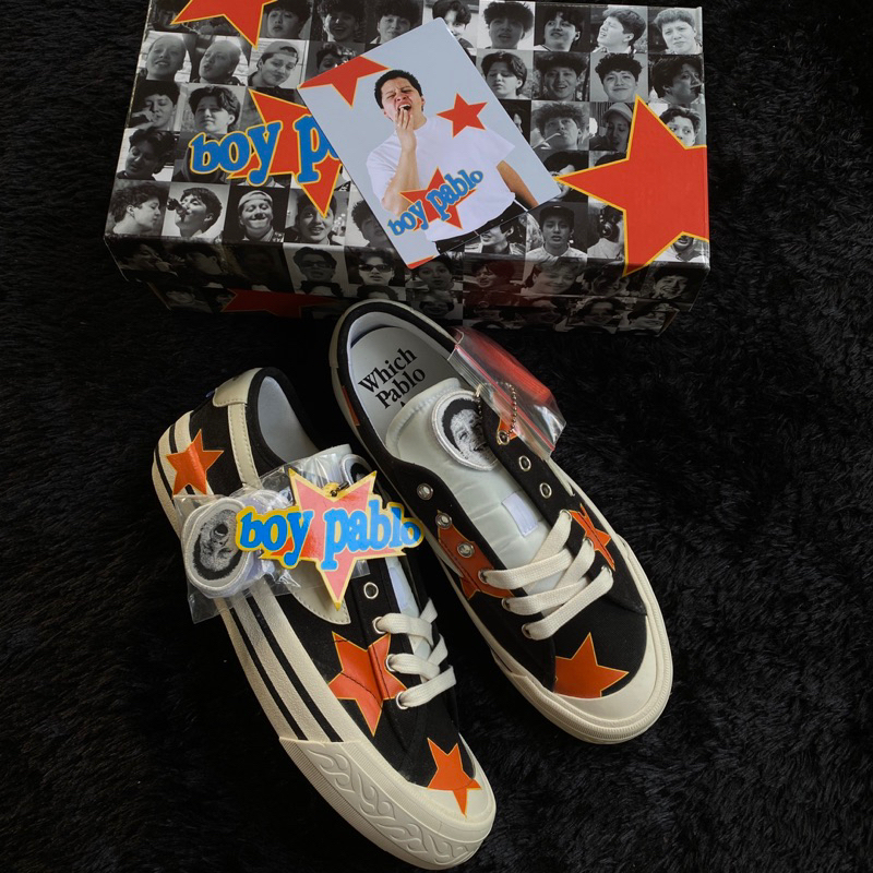 SEPATU COMPASS X BOY PABLO LOW BLACK WHITE SIZE 43