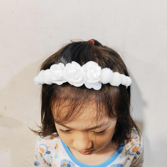 Bando pom pom salju bunga foam aksesoris rambut bando cantik dan imut