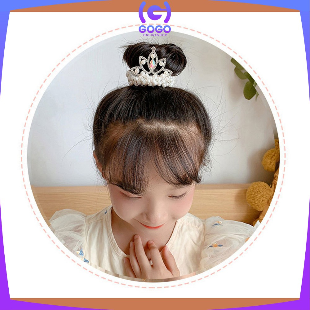 GOGO-C879 Ikat Rambut Anak Perempuan Motif Mahkota Mutiara Crown Gaya Korea / Girls Hair Ties Karet Rambut Mutiara Anak / Ikat Rambut Princess Lucu Import