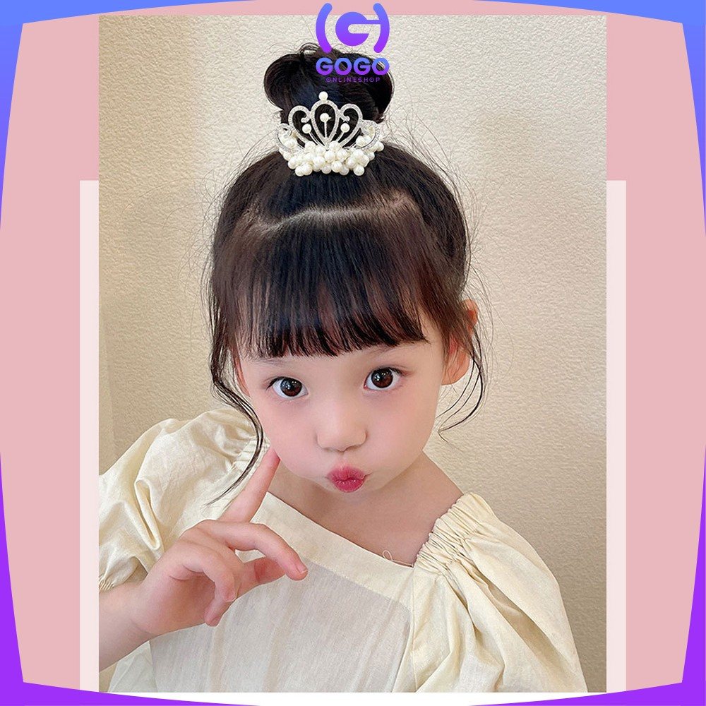 GOGO-C879 Ikat Rambut Anak Perempuan Motif Mahkota Mutiara Crown Gaya Korea / Girls Hair Ties Karet Rambut Mutiara Anak / Ikat Rambut Princess Lucu Import