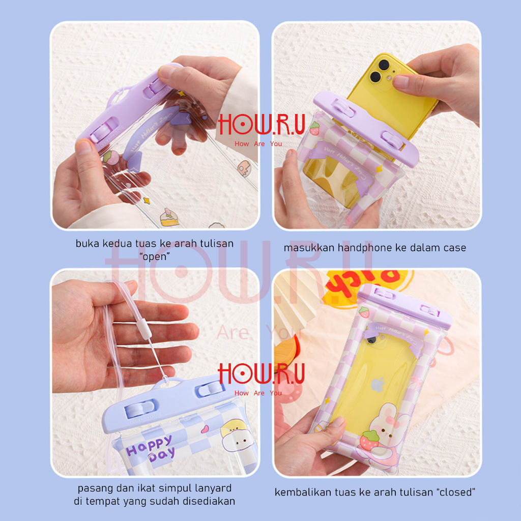 HOW.R.U | Sarung HP anti air lucu / Case pelindung handphone waterproof untuk pool