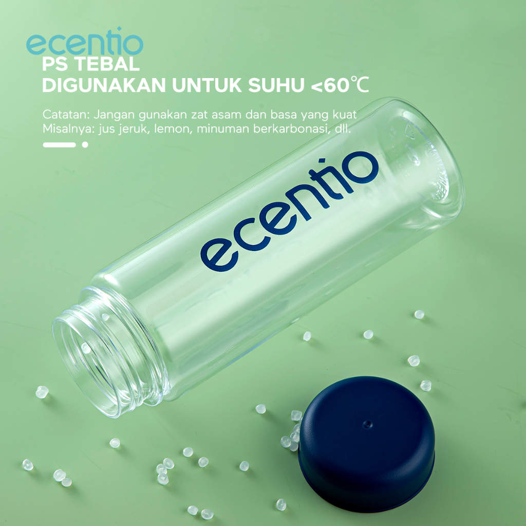 ecentio botol minum 500ml sport botol portabel  warna Biru muda tempat minum sport bening BPA free Water Bottles