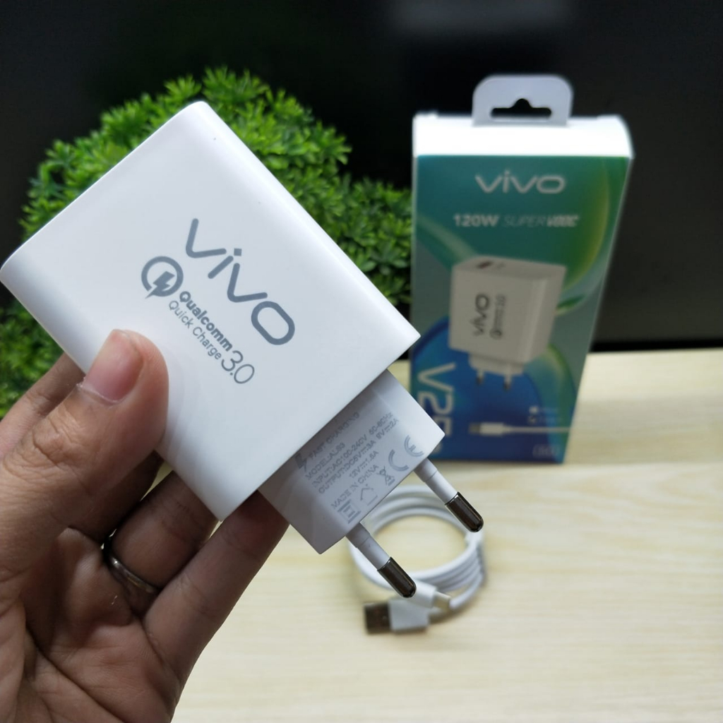 Travel Charger Vivo V25E ori Dual Engine Fast Charging Dua Mesin Micro USB &amp; Type C BY SMOLL