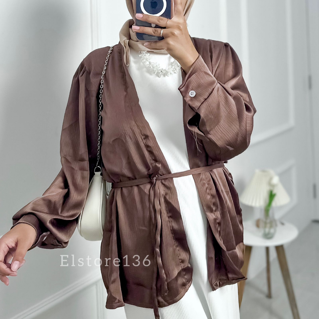 Sishi Outer Cardy Blouse Silk Shimmer Atasan Wanita Terbaru Free Belt