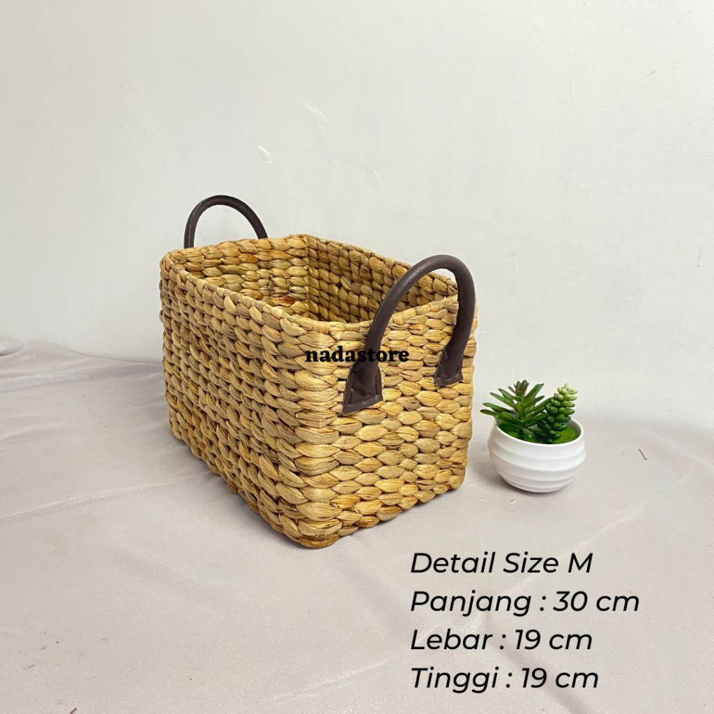 COD - KERANJANG ANYAMAN ENCENG GONDOK / BOX ENCENG GONDOK RECTA WITH HANDLE