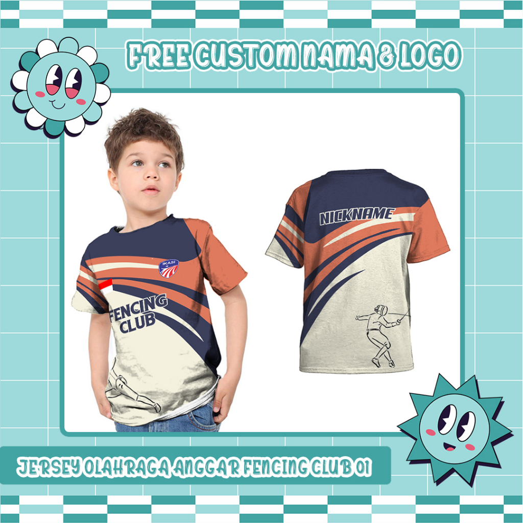 301KIDS - Baju Kaos Anak Jersey Olahraga Anggar Fencing Club 01 Full Print