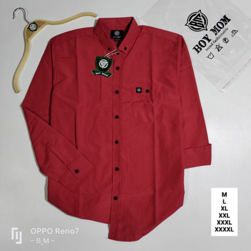 kemeja polos merah cabe lengan panjang kemeja polos premium kemeja polos unisex lengan panjang