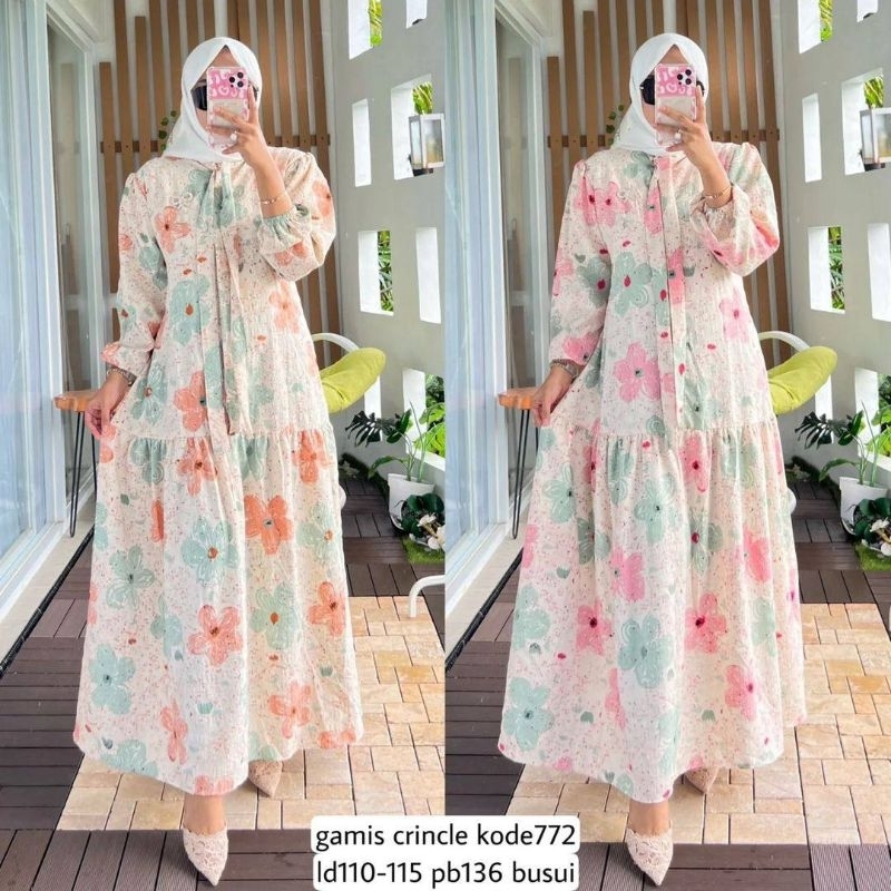 GAMIS ZALIVA FLOWER GAMIS CRINKLE TERBARU GAMIS CRINKLE MOTIF