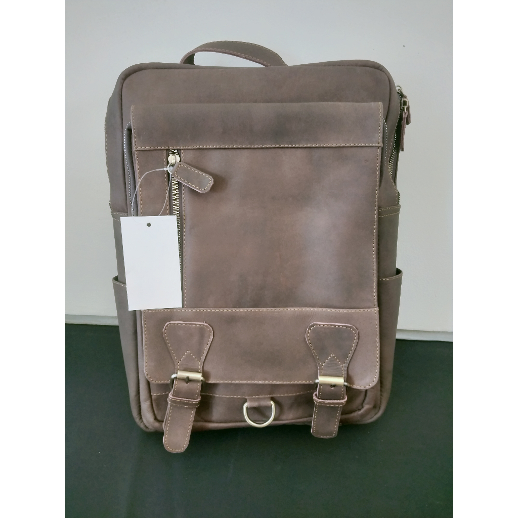 Tas Ransel Pria Kulit Asli Vintage Crazy Horse Leather