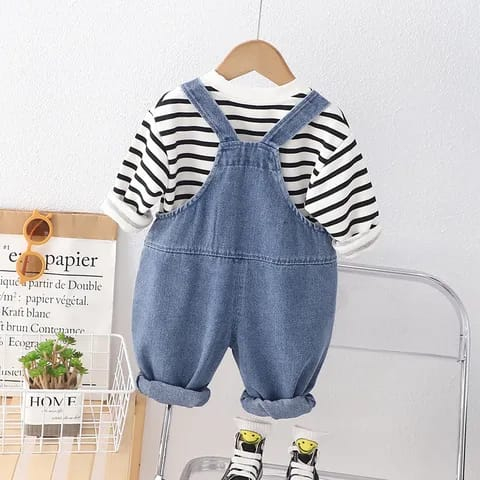 Setelan kodok Anak usia 6 bulan - 5 tahun Motif salur hitam putih keren premium