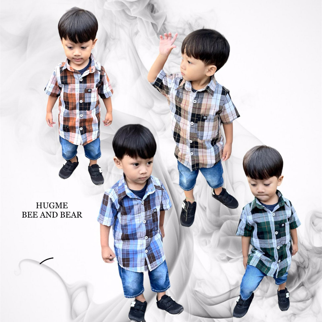 KEMEJA FLANNEL LENGAN PENDEK ANAK 2-6 TAHUN