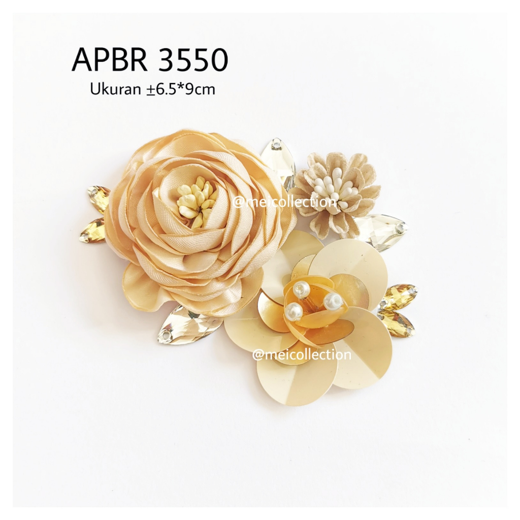 payet rangkai bunga 3d APBR 3550 bunga permata kristal