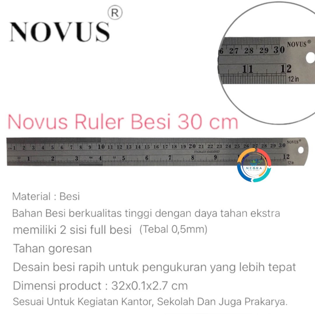 

Penggaris Besi Novus / Iron Ruler 30 cm (Tebal 0,5 mm)