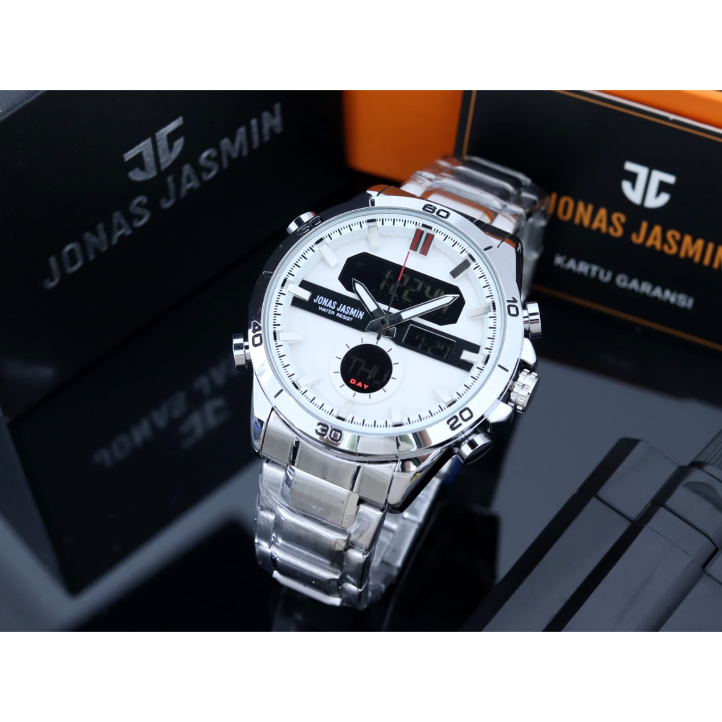 Jonas Jasmin Jam Tangan Dual Time Stainless Steel Orignal