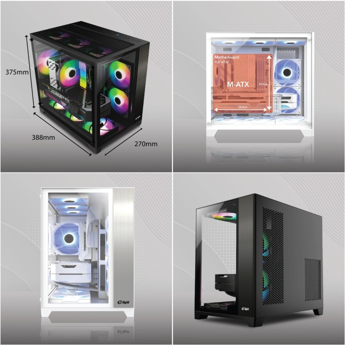 CASING ENLIGHT Z6 BLACK + 3 Fan F123 Auto RGB 6pin - Tempered Glass