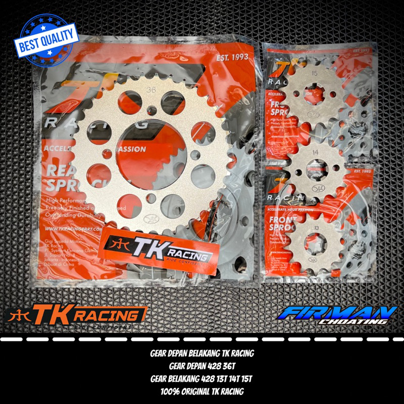 GEAR DEPAN BELAKANG TK RACING 428 36T 13 14 15 RX KING VEGA R JUPITER