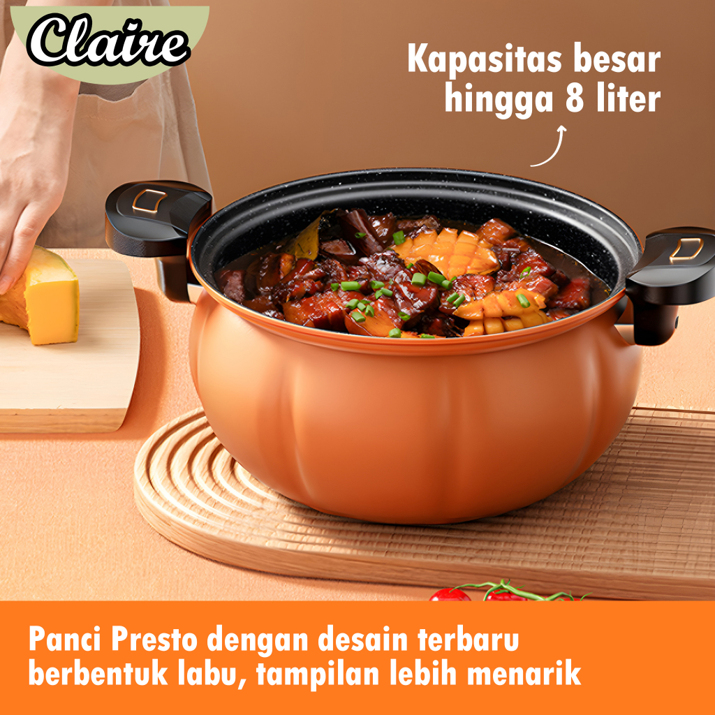 Claire Panci Presto Labu Kapasitas 8 Liter dengan diameter 28cm / Premium Quality / Wajan Panci Presto Coating Batu