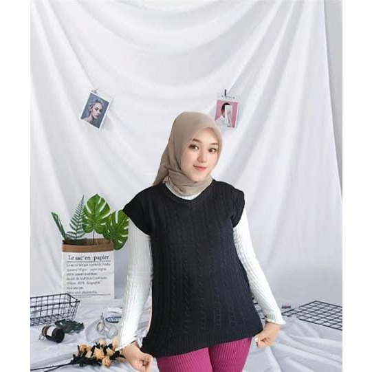 Vest Rompi Rajut Cable Wanita Korean Style murah Kualitas Premium