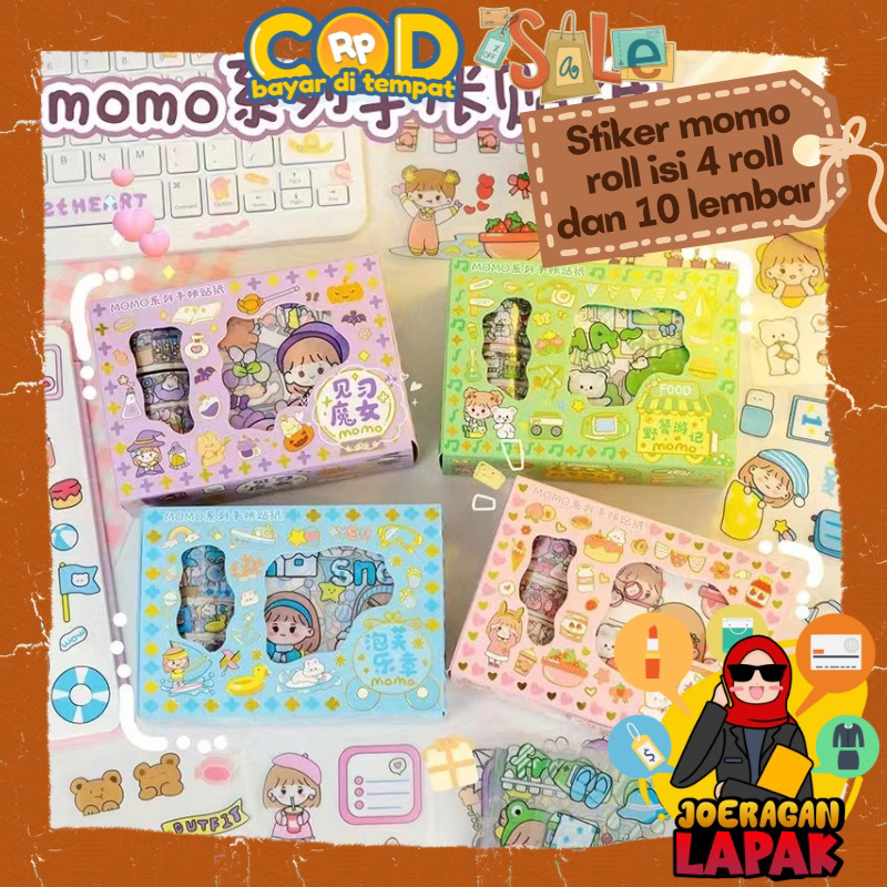

⭐️JOERAGANLAPAK⭐️STIKER MOMO ROLL LUCU MAINAN ANAK ISI 4 ROLL DAN 39.@